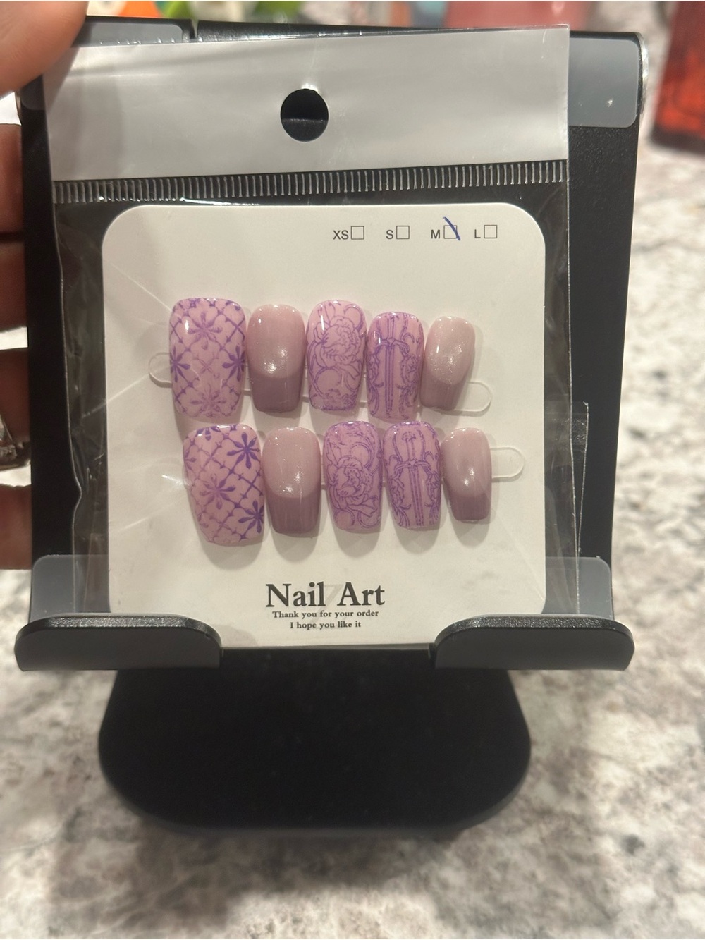 Lavender Floral Press-On Nail Set